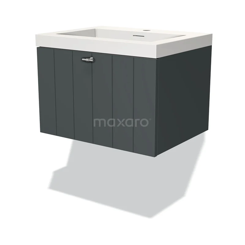 Modulo Vanity units with basin | 60 cm Dark grey Slat front Solid surface 1 drawer BMW11-03022