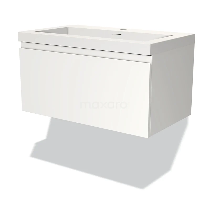 Modulo Vanity units with basin | 80 cm Matte white Handle-less front Solid surface 1 drawer BMW11-03052