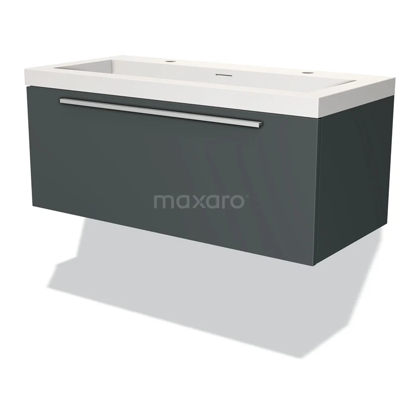 Modulo Vanity units with basin | 100 cm Dark grey Flat front Solid surface 1 drawer BMW11-03085