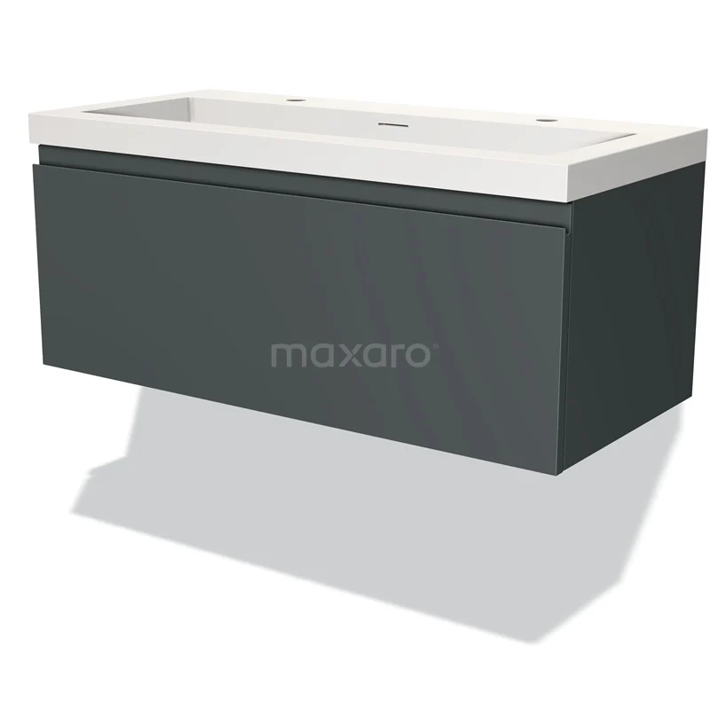 Modulo Vanity units with basin | 100 cm Dark grey Handle-less front Solid surface 1 drawer BMW11-03087