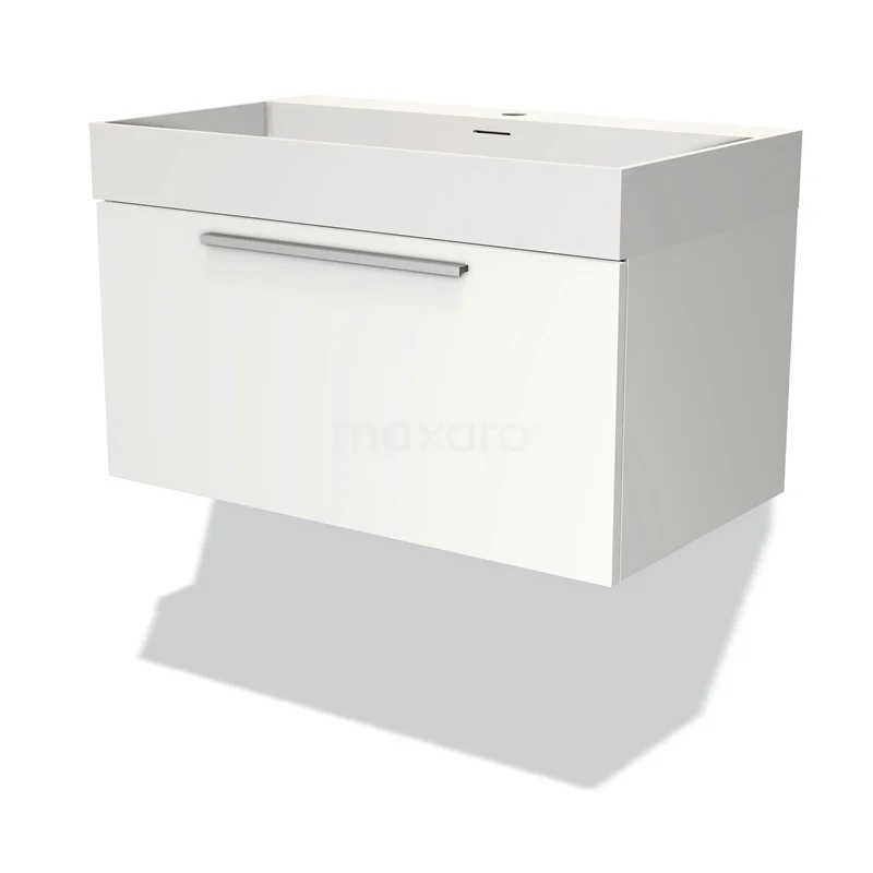 Modulo Vanity units with basin | 80 cm Matte white Flat front Solid surface 1 drawer BMW11-03210
