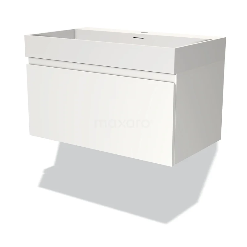 Modulo Vanity units with basin | 80 cm Matte white Handle-less front Solid surface 1 drawer BMW11-03212