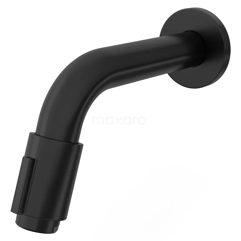 Radius Waschtischarmatur Versenkt | Schwarz | Kaltwasserarmatur (für Gäste-WC) 55.153.404MB Schwarze Wandarmatur mit gebogenem Design, matt schwarzer Oberfläche, ideal für eine moderne Badezimmergestaltung.