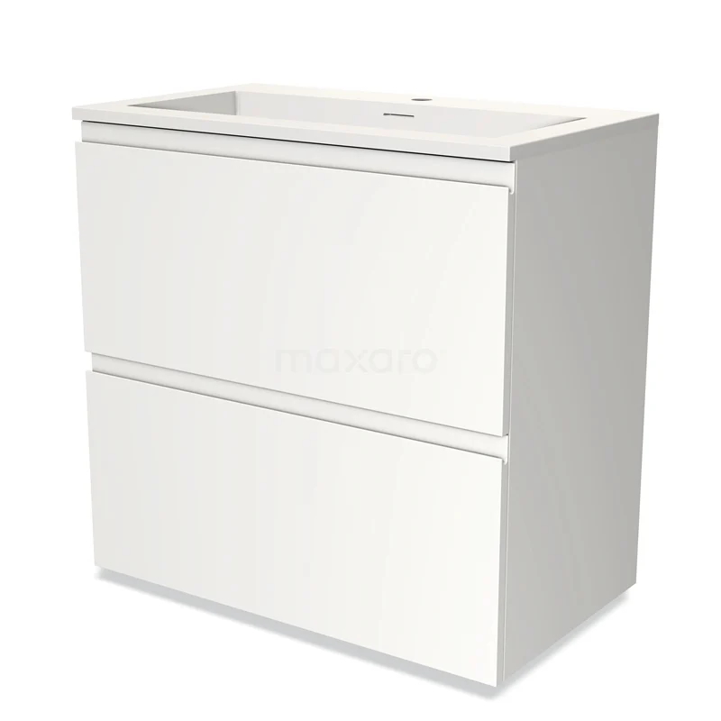Witte badkamerkast met 2 soft-close lades, strak design, ideaal voor moderne badkamers, gemaakt van duurzaam MDF-materiaal.