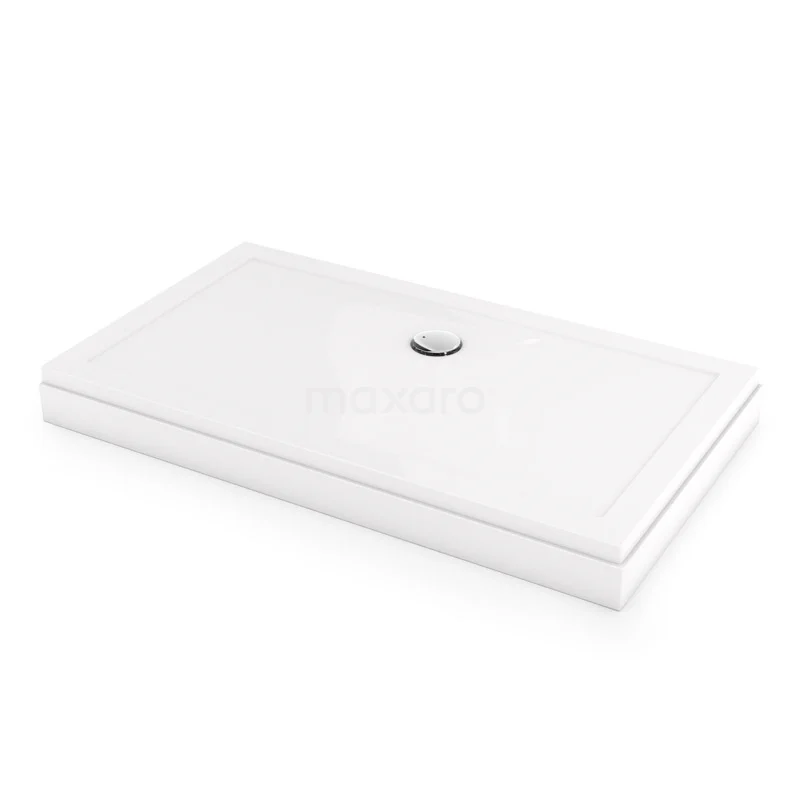 Hohe Duschwanne / Duschtasse 140x80cm Rechteckig Acryl Hochglanz Weiß DBAR1408-H Rechteckige, weiße Duschwanne aus Keramik mit klarem Design und integriertem Abfluss, ideal für moderne Bäder.