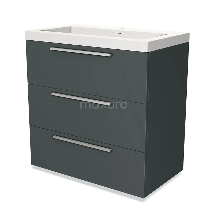Modulo Vanity units with basin | 80 cm Dark grey Flat front Solid surface 3 drawers BMW19-00197