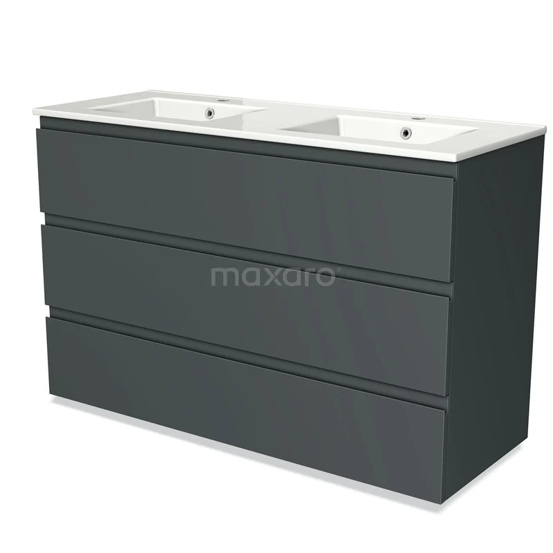 Modulo Vanity units with basin | 120 cm Dark grey Handle-less front Ceramic 3 drawers BMW19-01349
