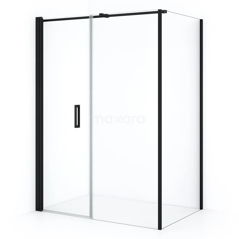 Diamond Shower enclosure | 140x100 cm Matte black Clear glass Pivot door Rectangle CDC107107310MBN