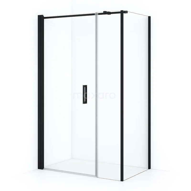 Diamond Shower enclosure | 110x80 cm Matte black Clear glass Pivot door Rectangle CDC107084310MBN