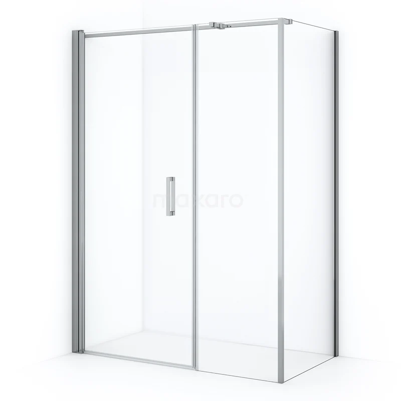 Diamond Shower enclosure | 140x80 cm Chrome Clear glass Pivot door Rectangle CDC108086310CN Glass shower screen with sliding door, silver frame, sleek design and ideal for a modern bathroom style.