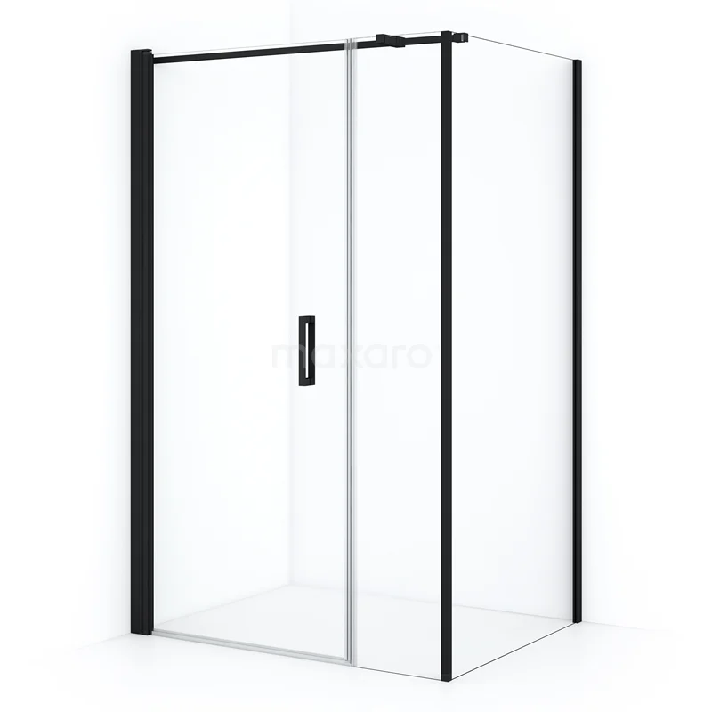 Shower enclosure Black aluminium frame, rectangular with sliding door, modern design for stylish bathroom design.