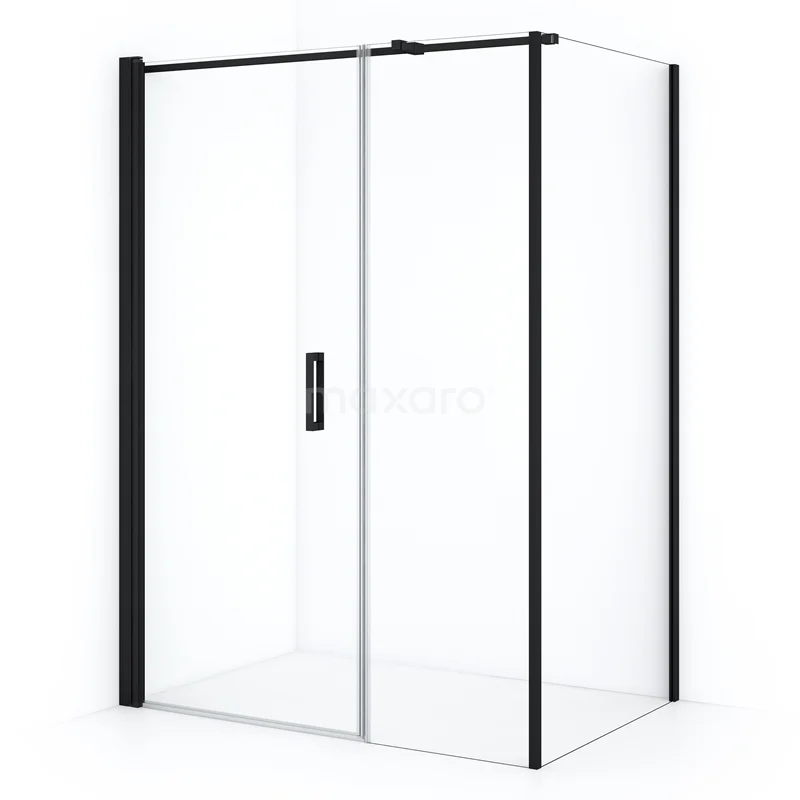 Diamond Shower enclosure | 140x100 cm Matte black Clear glass Pivot door Rectangle CDC108106310MBN