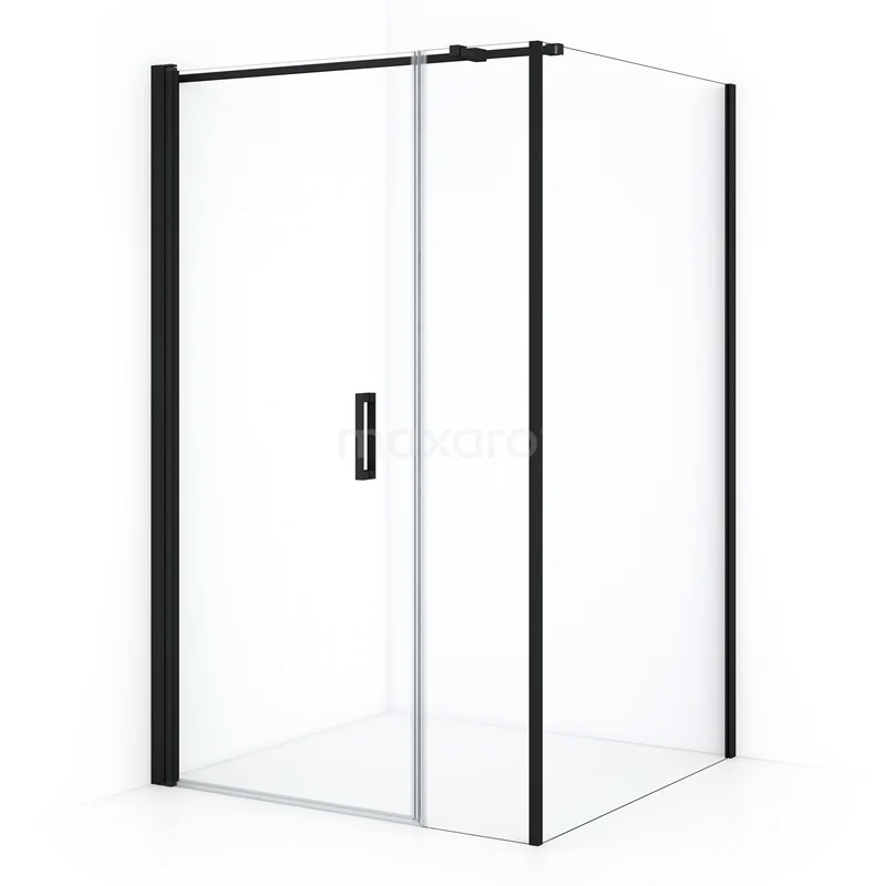 Diamond Duschkabine | 120x110 cm Matt Schwarz Drehtür Rechteck CDC107124310MBN Duschwand mit Schwarz Rahmen, Klarglas und Schiebetür, ideal für eine moderne Badezimmer Einrichtung.