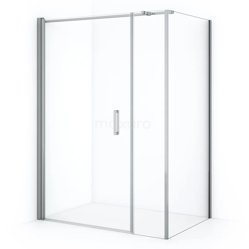 Glass shower screen with sliding door, frosted silver frame, sleek design, ideal for a modern bathroom style.