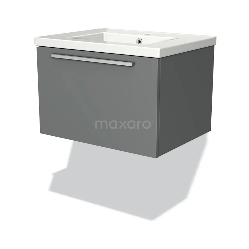 Modulo Vanity units with basin | 60 cm Mid grey Flat front Ceramic 1 drawer BMW11-00344