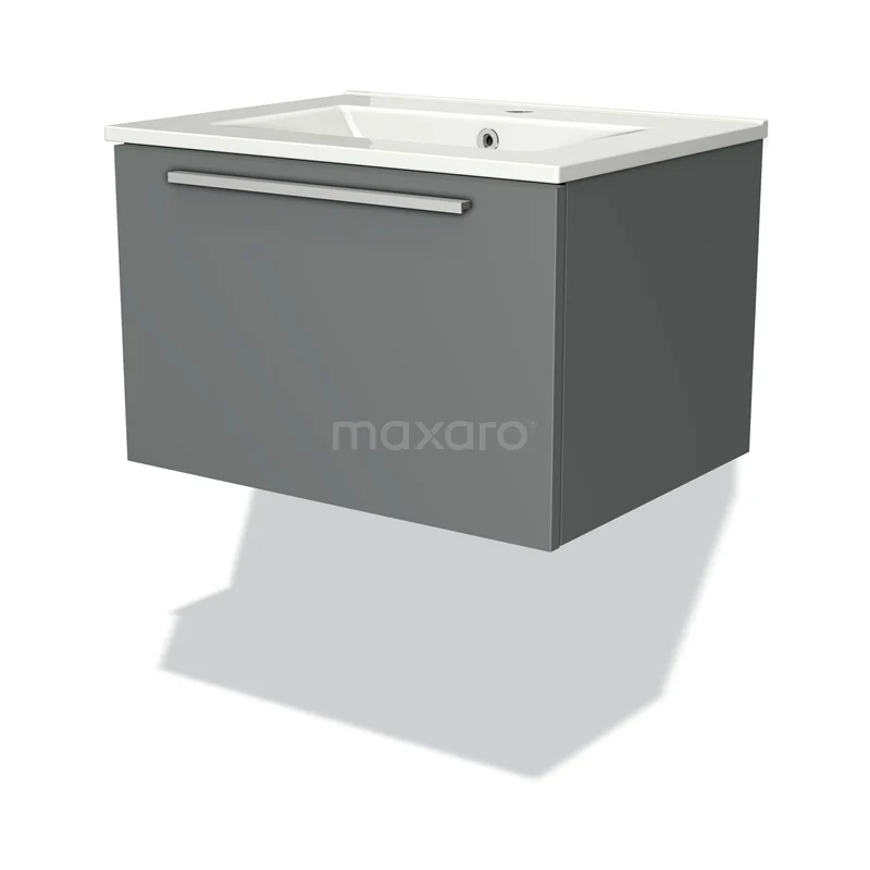 Modulo Vanity units with basin | 60 cm Mid grey Flat front Ceramic 1 drawer BMW11-00345