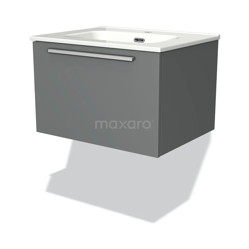 Modulo Vanity units with basin | 60 cm Mid grey Flat front Ceramic 1 drawer BMW11-00346