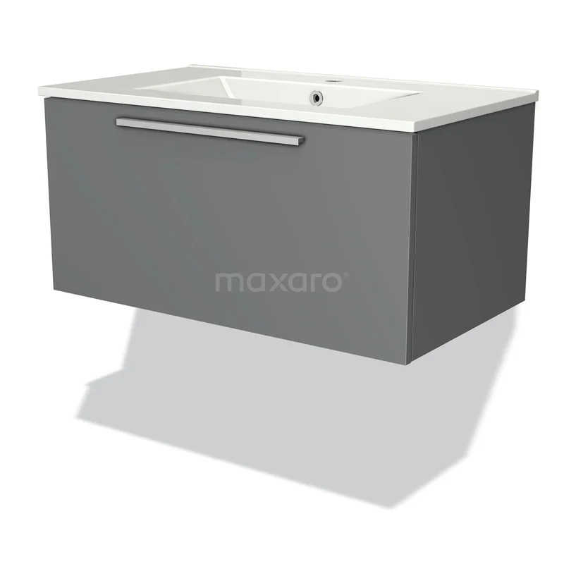 Modulo Vanity units with basin | 80 cm Mid grey Flat front Ceramic 1 drawer BMW11-00378