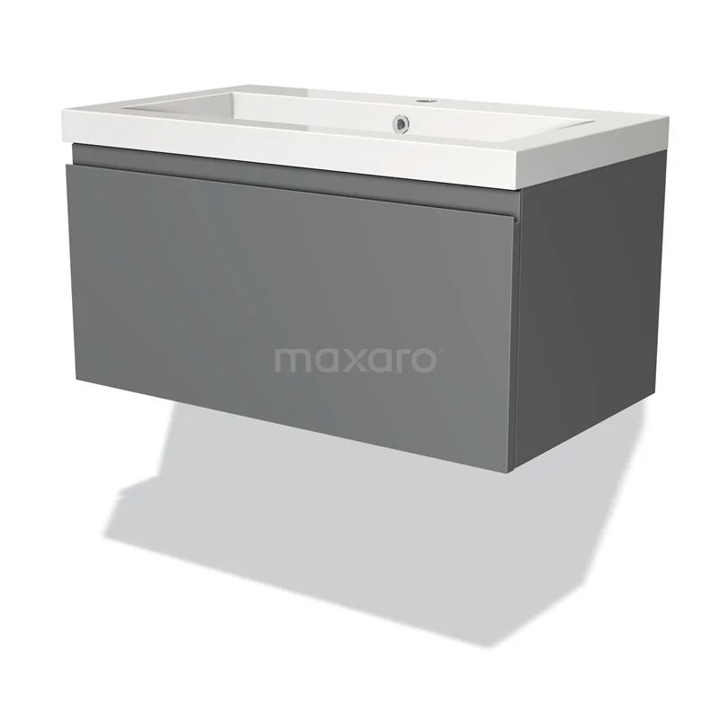 Modulo Vanity units with basin | 80 cm Mid grey Handle-less front Mineral marble 1 drawer BMW11-00408