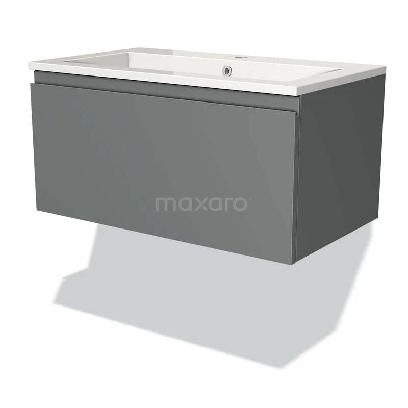 Modulo Vanity units with basin | 80 cm Mid grey Handle-less front Mineral marble 1 drawer BMW11-00409