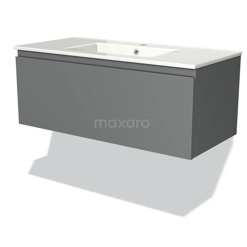 Modulo Vanity units with basin | 100 cm Mid grey Handle-less front Ceramic 1 drawer BMW11-00442