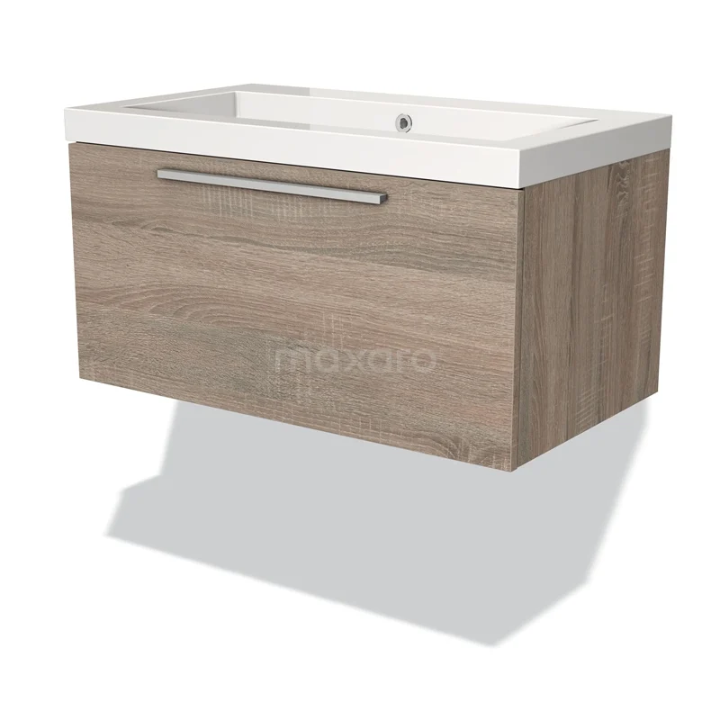 Modulo Vanity units with basin | 80 cm Oak Flat front Mineral marble 1 drawer BMW11-00543