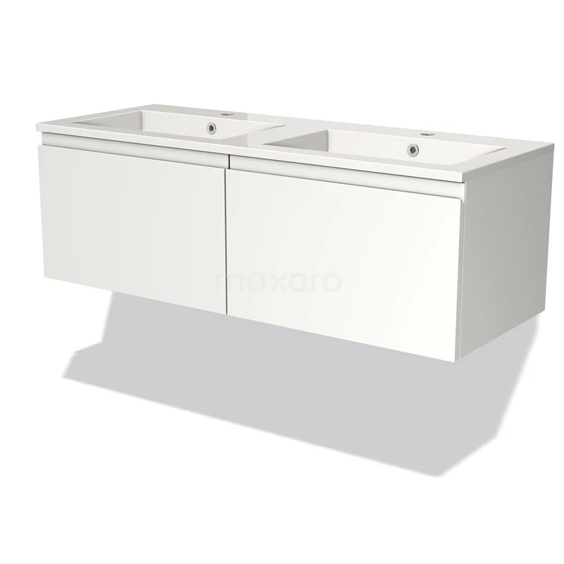 Modulo Vanity units with basin | 120 cm Matte white Handle-less front Mineral marble 2 Side-by-side drawers BMW12-00073