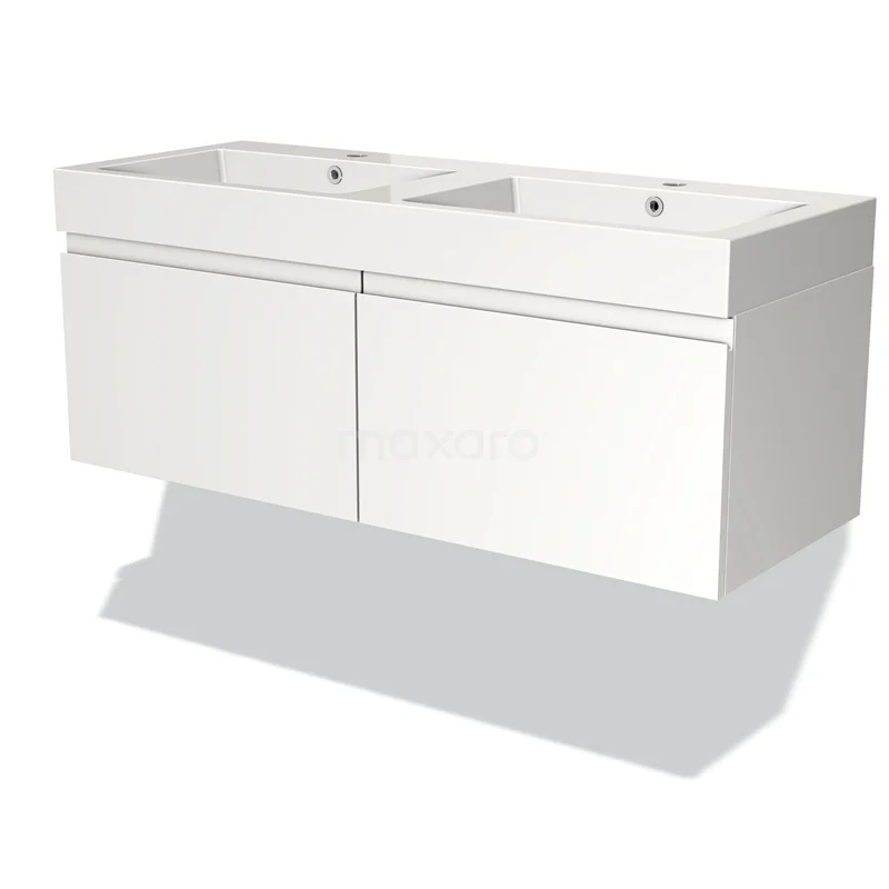 Modulo Vanity units with basin | 120 cm Matte white Handle-less front Mineral marble 2 Side-by-side drawers BMW12-00074