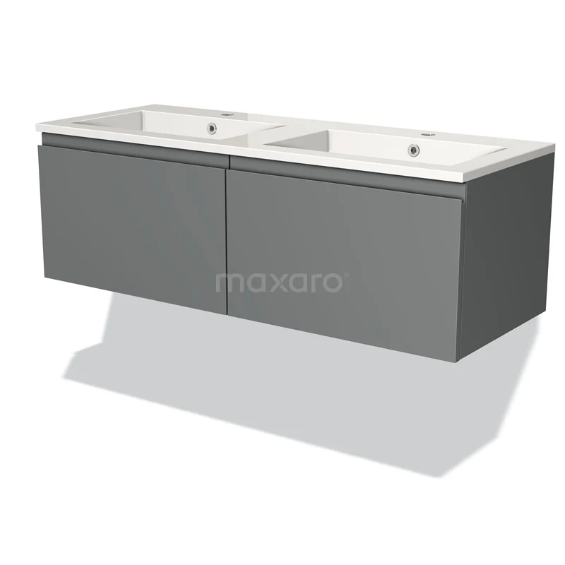 Modulo Vanity units with basin | 120 cm Mid grey Handle-less front Mineral marble 2 Side-by-side drawers BMW12-00112