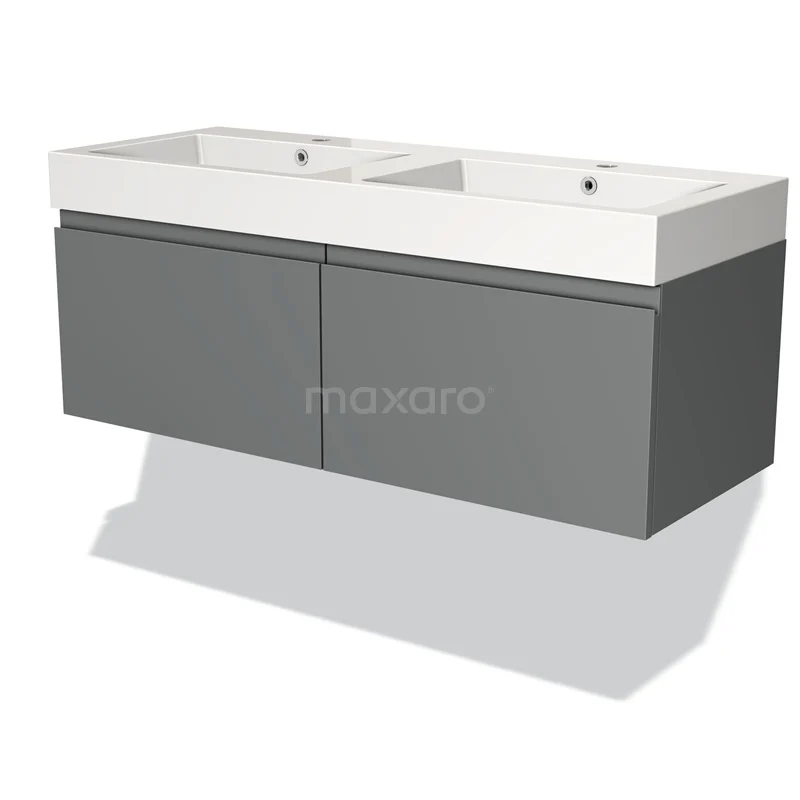 Modulo Vanity units with basin | 120 cm Mid grey Handle-less front Mineral marble 2 Side-by-side drawers BMW12-00113