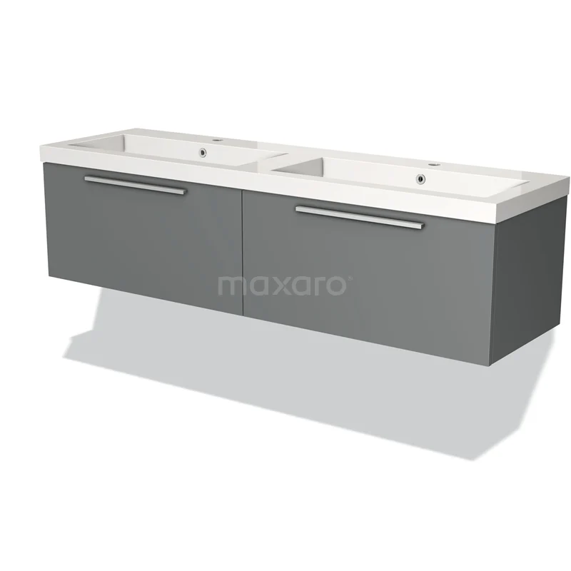 Modulo Vanity units with basin | 160 cm Mid grey Flat front Mineral marble 2 Side-by-side drawers BMW12-00115