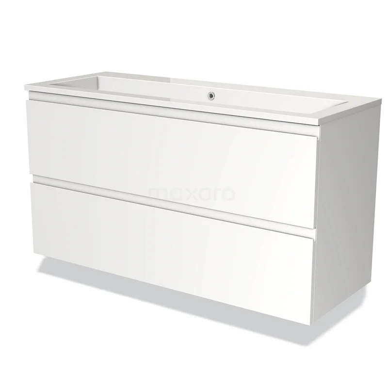 Wit badkamermeubel met twee lades, strak design, gemaakt van hoogwaardig MDF, ideaal voor moderne badkamers.