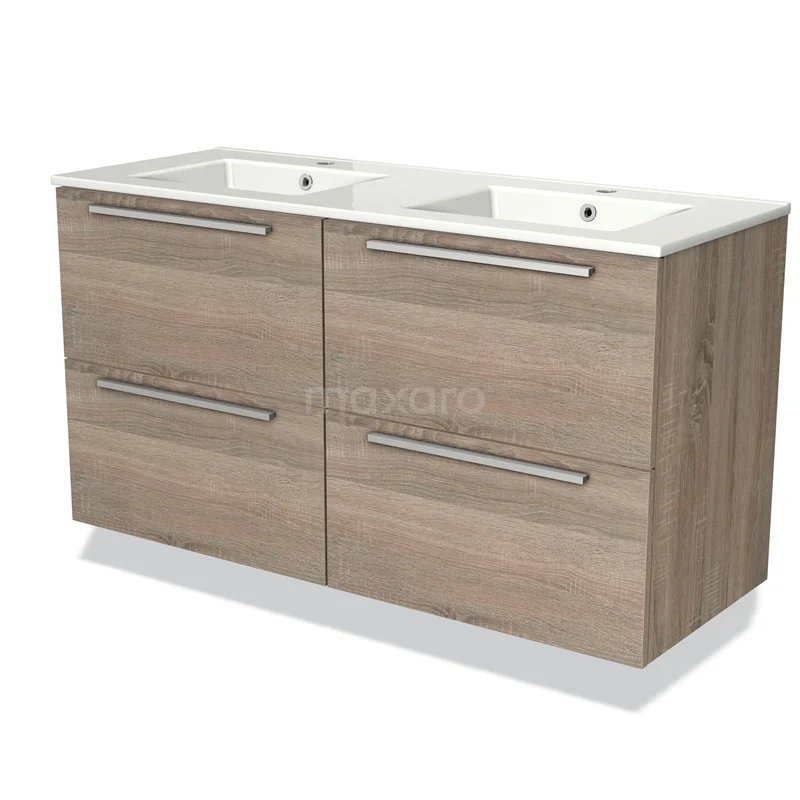 Modulo Vanity units with basin | 120 cm Oak Flat front Ceramic 4 drawers BMW18-00391