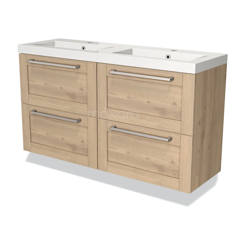 Modulo Slim Vanity units with basin | 120 cm Light brown oak Frame front Mineral marble 4 drawers BMW38-00024