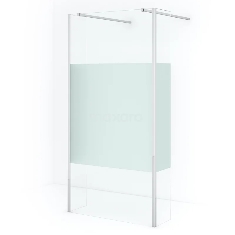 Diamond Walk-in shower | 95 cm Chrome Clear with matt strip Free-standing wall with side walls IDG100383CN