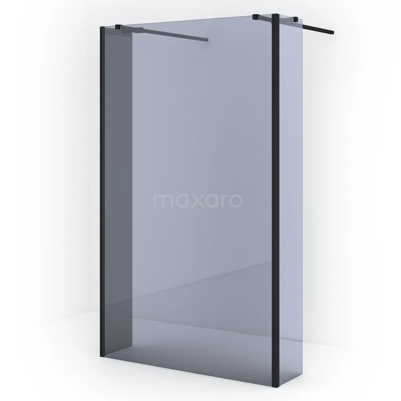 Freistehende begehbare Dusche Diamond 115cm mit Seitenwand 8mm klares Sicherheitsglas Matt Schwarz IDG120361MB Duschwand Schwarz Rahmen, Mattglas, industrielles Design, ideal für moderne Bäder, Metall- und Glas-Konstruktion.