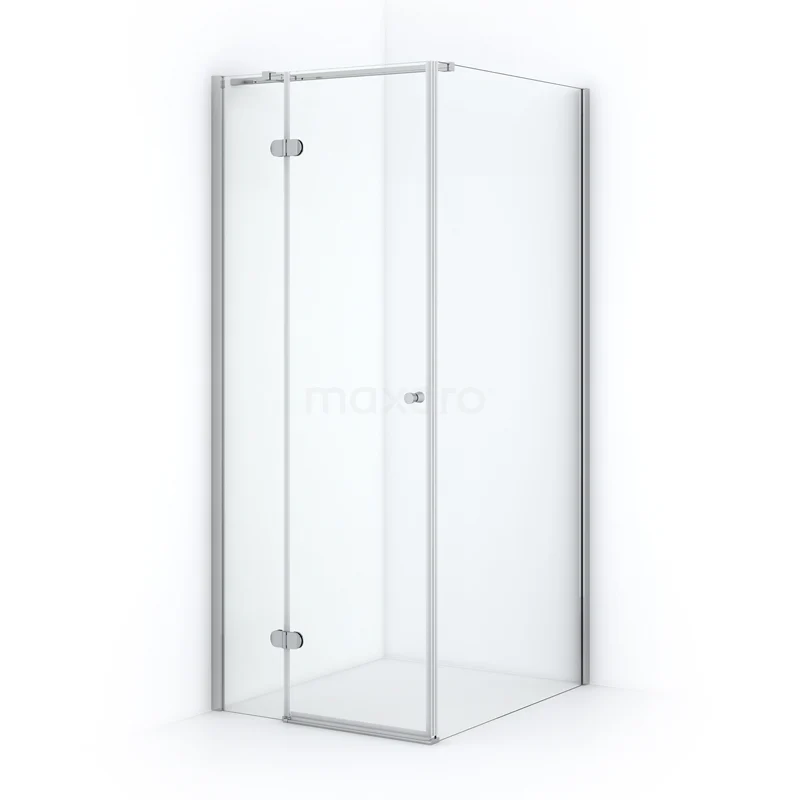 Amber Shower cabin | 90x80 cm Chrome Clear glass Pivot door Rectangle CTB259320C Glass shower enclosure square with chrome profile, clear safety glass, ideal for a modern bathroom.
