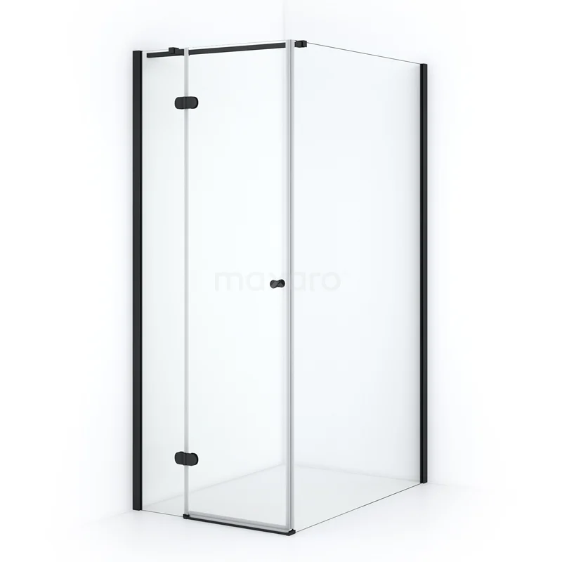 Amber Shower enclosure | 110x80 cm Matte black Clear glass Pivot door Rectangle CTB2511320M