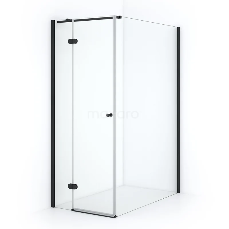 Amber Shower enclosure | 130x80 cm Matte black Clear glass Pivot door Rectangle CTB2513320M