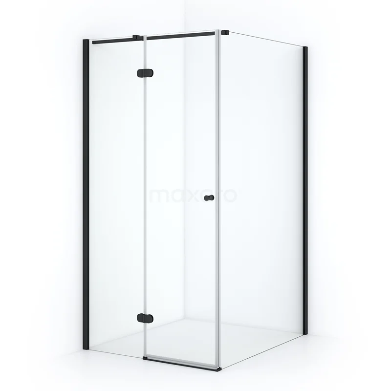 Amber Shower enclosure | 110x90 cm Matte black Clear glass Pivot door Rectangle CTB3511320M