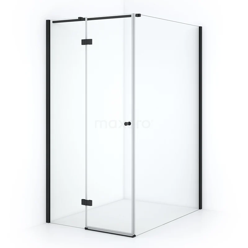 Amber Shower enclosure | 140x90 cm Matte black Clear glass Pivot door Rectangle CTB3514310M