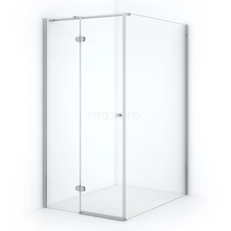Amber Shower cabin | 140x100 cm Chrome Clear glass Pivot door Rectangle CTB4514320C Glass walk-in shower with corner step, frameless design and sliding door, ideal for a modern bathroom style.