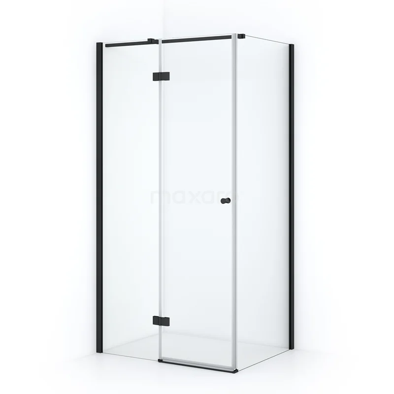 Amber Shower enclosure | 100x80 cm Matte black Clear glass Pivot door Rectangle CTB368310M