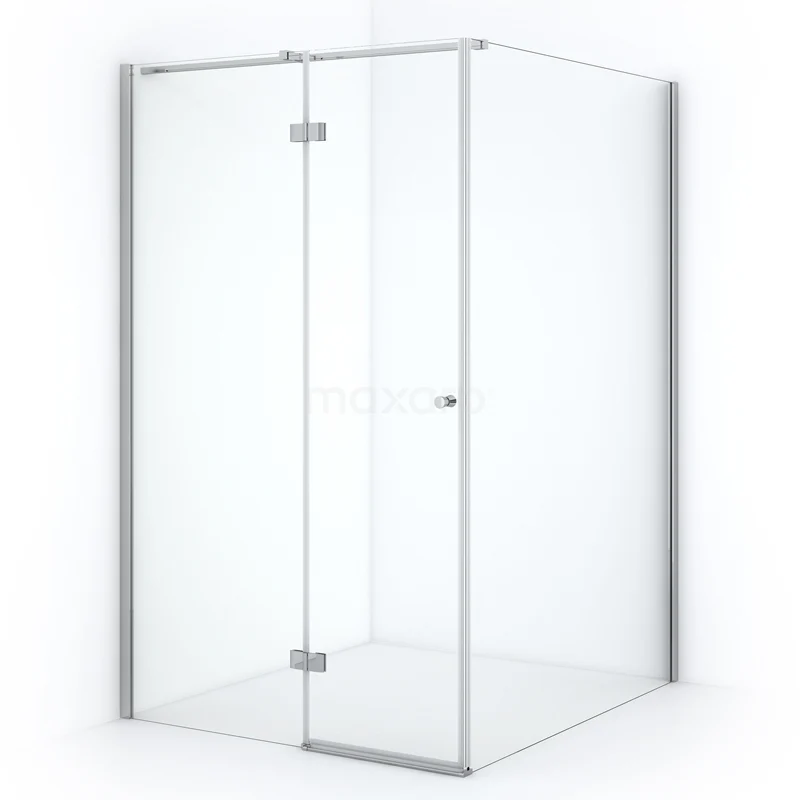 Duschkabine Amber 140x120cm Klar Sicherheitsglas Chrom mit Drehtür CTB6514310C Glasene Ecke Duschkabine mit Klarglas und metallischen Scharnieren, perfekt für eine moderne Badezimmergestaltung.