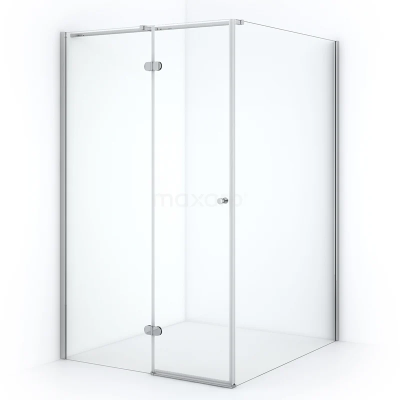 Duschkabine Bernstein 140x110cm aus klarem Sicherheitsglas Chrom mit Drehtür CTB5514320C Glasene Duschkabine mit schlankem silberfarbenem Rahmen, Eckdesign und Drehtür, perfekt für ein modernes Badezimmer.