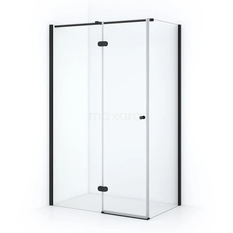 Amber Shower enclosure | 120x80 cm Matte black Clear glass Pivot door Rectangle CTB658320M
