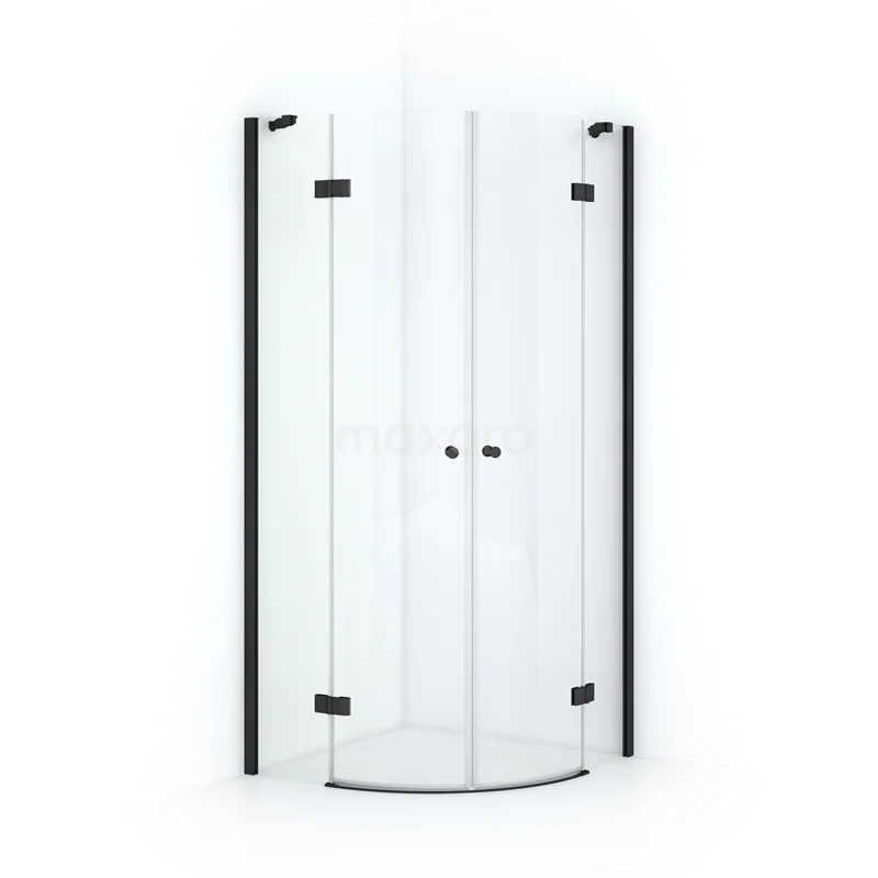 Amber Shower enclosure | 100x100 cm Matte black Clear glass Pivot door Quarter round CTR5555210M