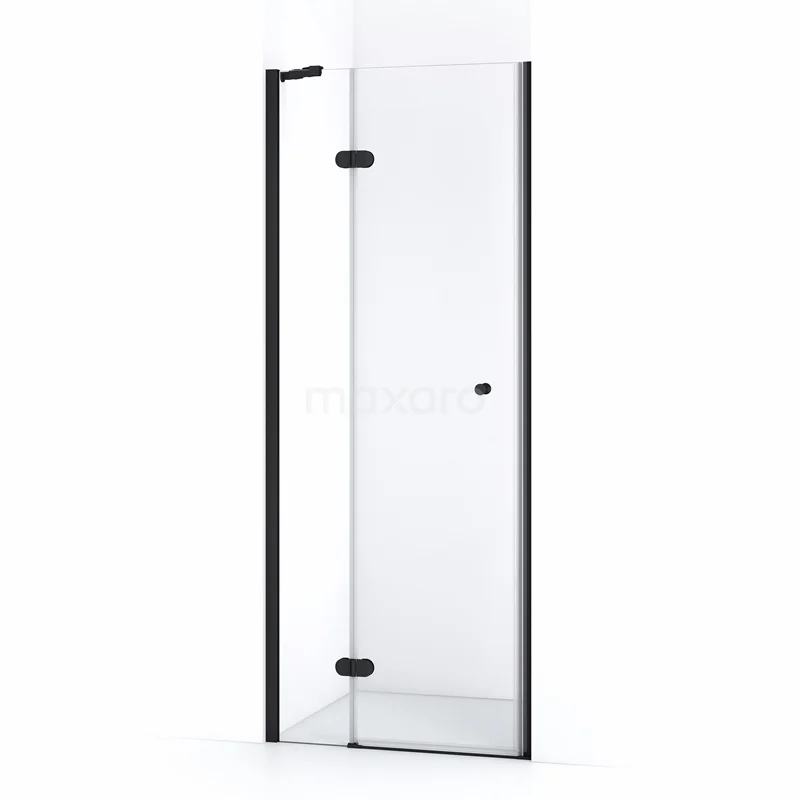 Duschtür Amber 80cm Klar Sicherheitsglas Matt Schwarz WTC25220M Schwarze Duschtür mit Klarglas, elegantes Design, drehbar und geeignet für moderne Bäder. Veredelt mit mattschwarzen Profilen.