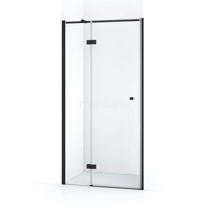 Duschtür Amber 90cm Klar Sicherheitsglas Matt Schwarz WTC35310M Glasene Duschtür mit mattschwarzen Details, modernes Design, ideale Badezimmerlösung für eine stilvolle Duschkabine.