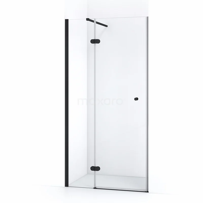 Duschtür Amber 100cm Klar Sicherheitsglas Matt Schwarz WTB45120M Glasene Duschwand mit schwarzen Profilen, minimalistisches Design, ideal für ein modernes Badezimmer.